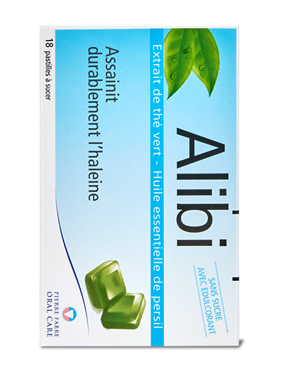 Alibi 18 pastilles à sucer sans sucre, assainit durablement l'haleine
